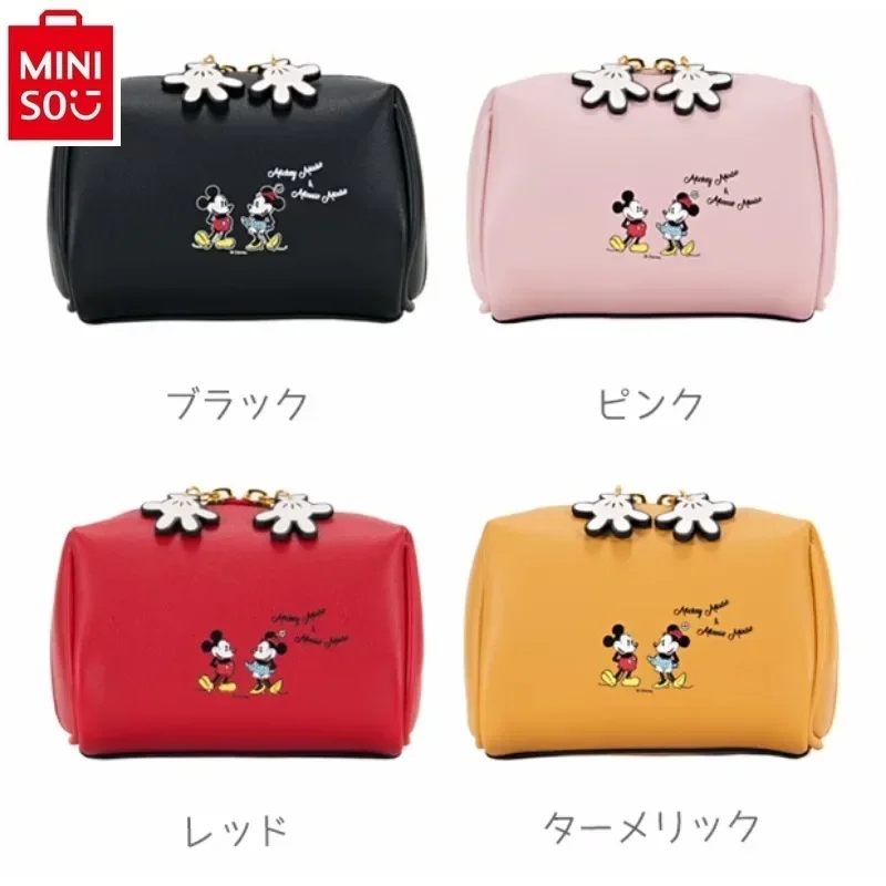 MINISO Disney Fashion Cartoon Mickey Print Storage Bag for Women High Quality Sweet Portable Large Capacity Makeup Bag