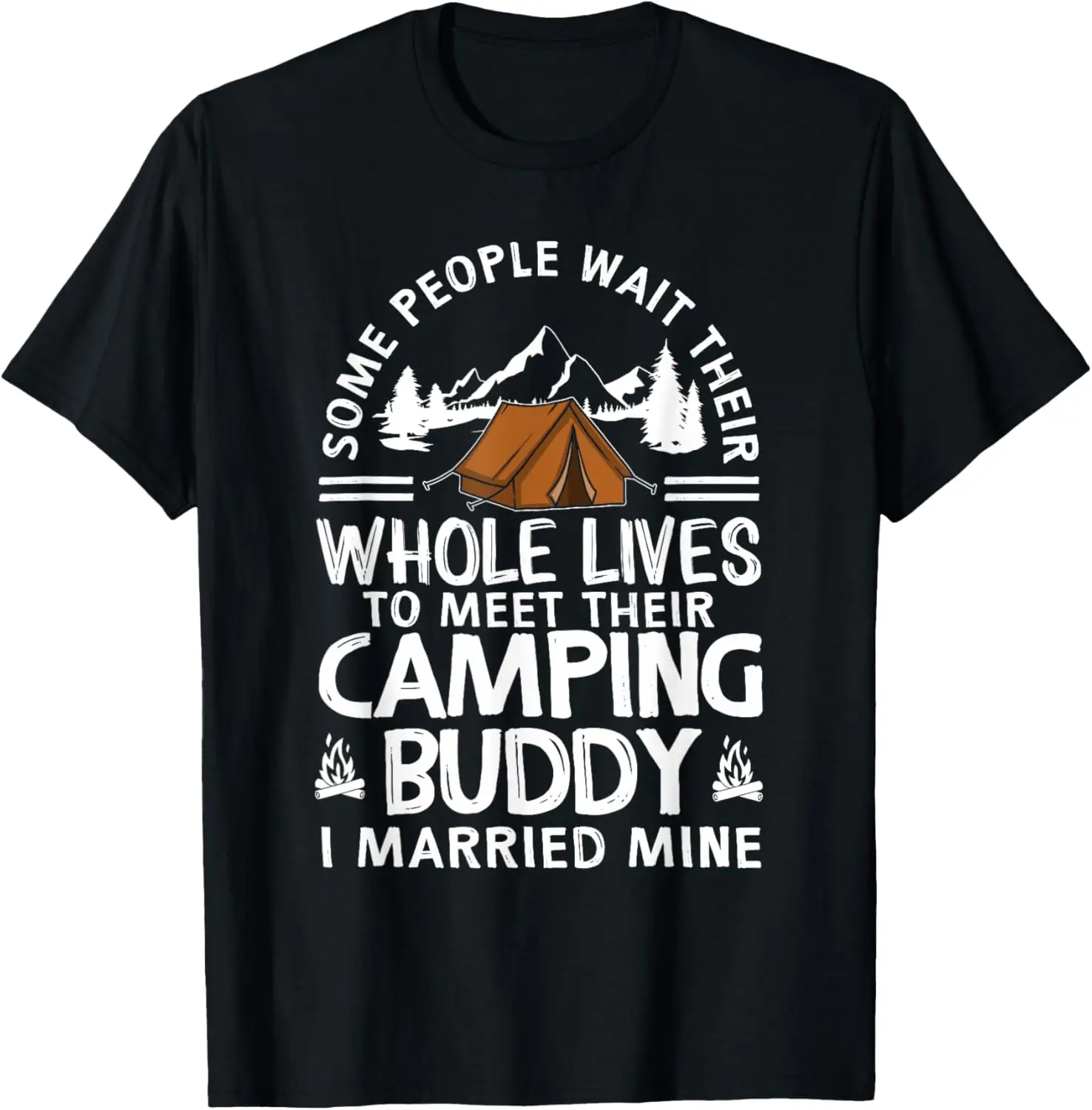 Cool Camping Buddies For Men Women Funny Husband & Wife T-Shirt Small 100% Cotton Trendy Y2K Short-Sleeve Tee-Soft,