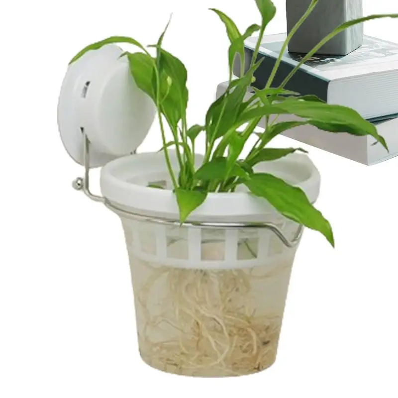 Self Watering Wall Plant Pot Punch-free Modern Plant Pot Dual Layer Design White Flower Pot With Drainage For Hydroponic Plants