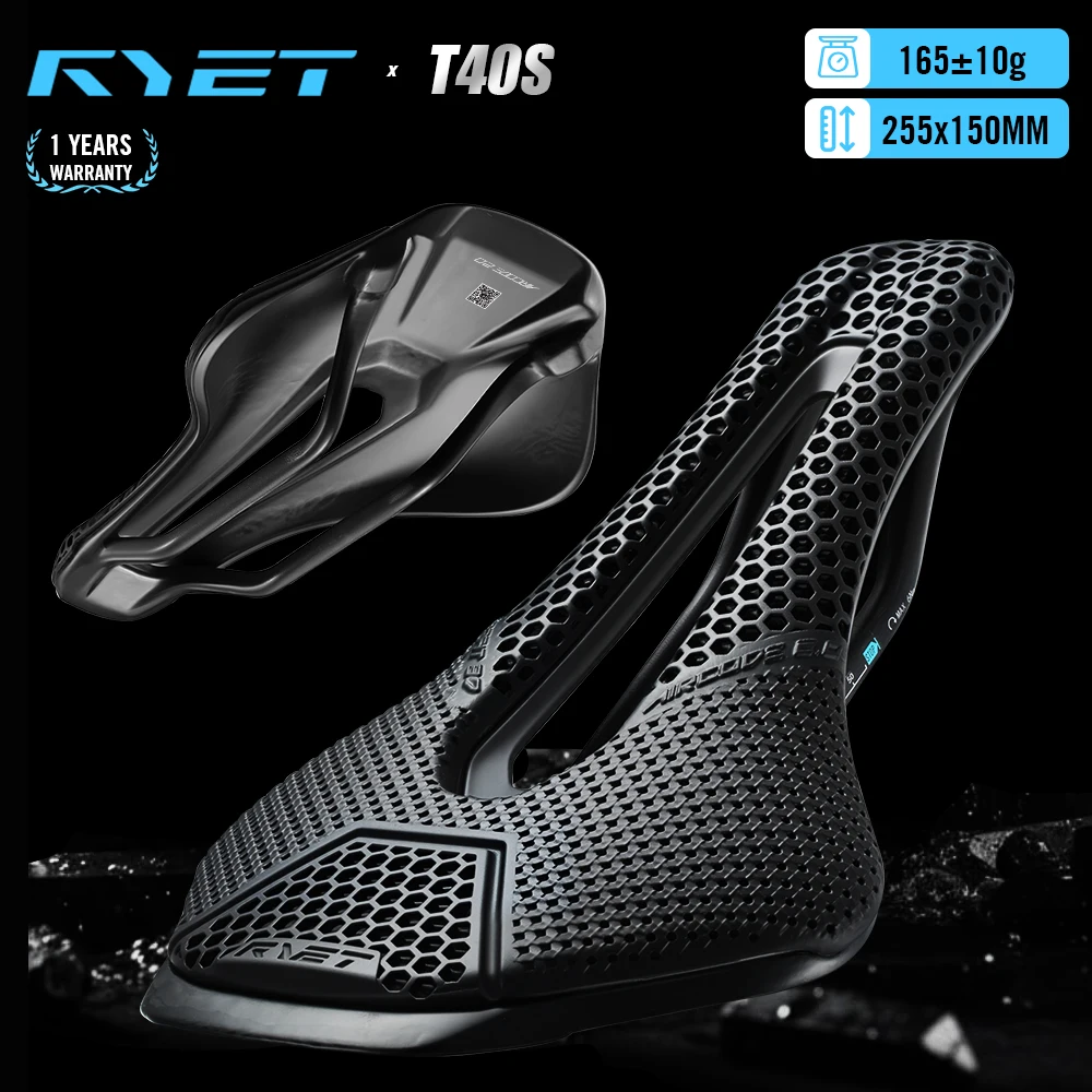 2026 RYET 3D Printed Carbon Fiber Bike Saddle, Ultralight 160g MTB Road Bicycle Comfortable Ventilated Breathable Cycling Seat