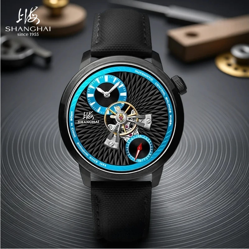 Shanghai Watch Sky Dome Men's Automatic Watches 42mm Center Flywheel Mechanical Wristwatch 5Bar Waterproof Watches Reloje S2101 view 2