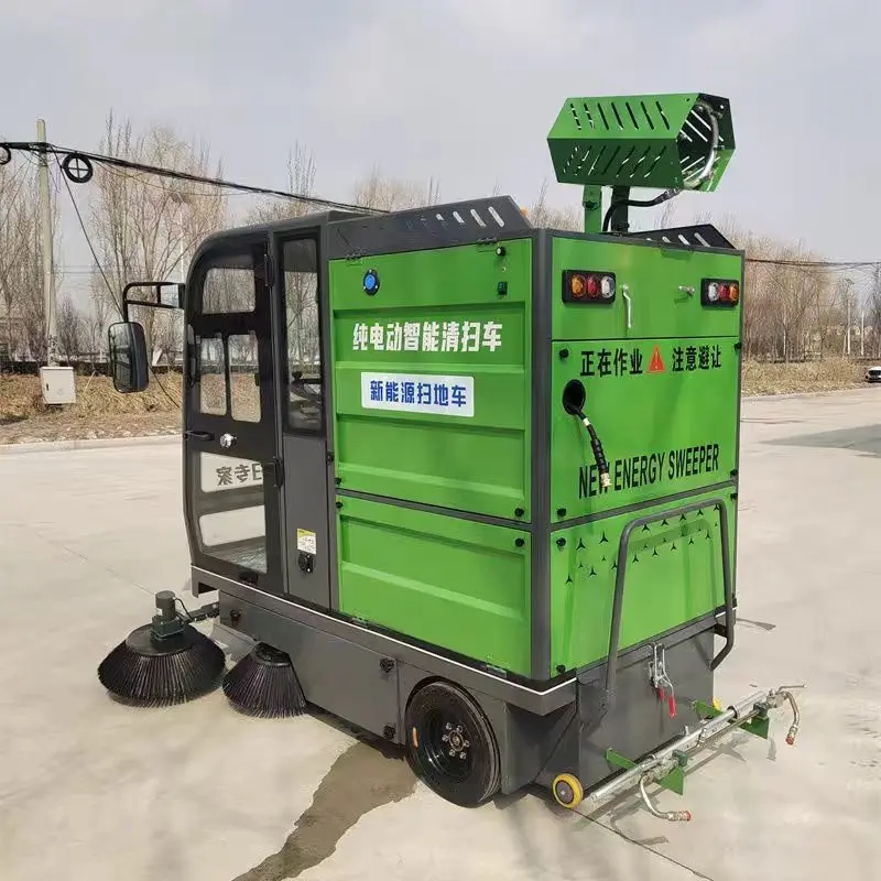 China Made Large Manually Driven Sweeper Multifunctional Electric Road Sweeper Equipped With Brush Head And High Pressure Hose