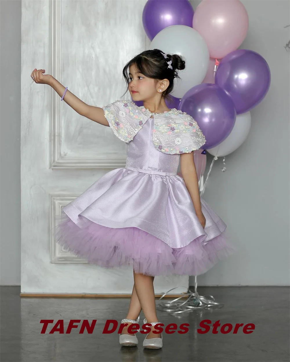 TAFN-vestidos de noche para niños, chal de fiesta de cumpleaños, hasta la rodilla, Mini apliques de encaje, vestido de baile de fiesta para evento especial