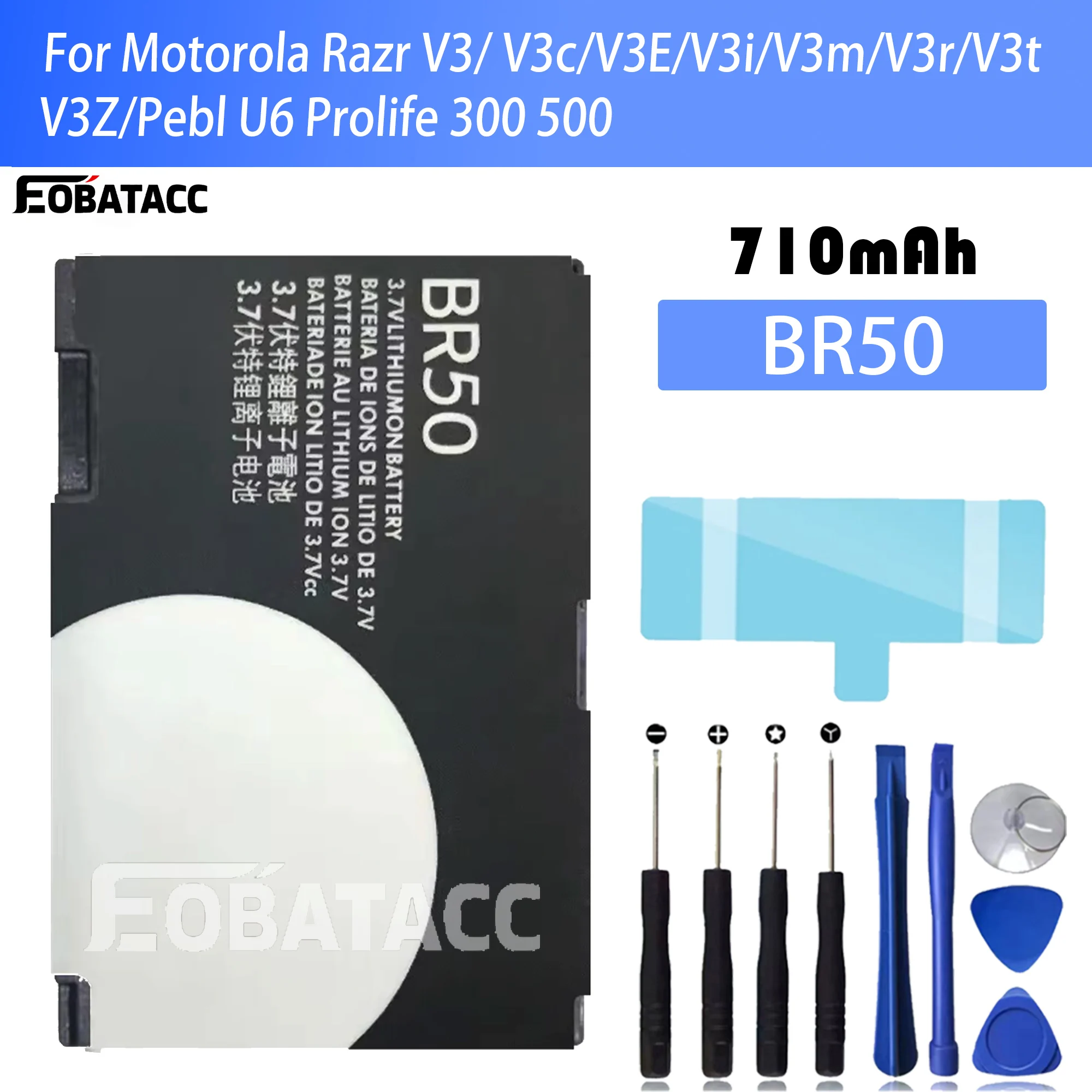 100% Original 710mAh BR50 Phone Battery For Motorola Razr V3 V3c V3E V3i V3m V3r V3t V3Z Pebl U6 Prolife 300 500 Mobile Battery