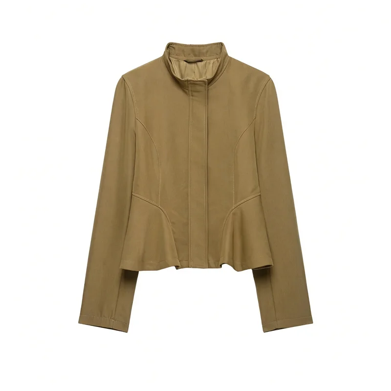 Guobioziy Women's Jacket 2026 Fall/Winter New Fashionable Versatile Stand Collar Slim Fit Nine-Point Skirt Hem Jacket Coat