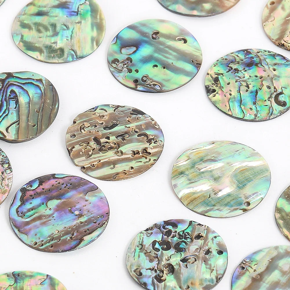 2pcs 30mm Colorful Abalone Shell Wafer Round No Hole Patch Natural Shell Slice DIY Home Ornament Jewelry Make Pendant Accessory