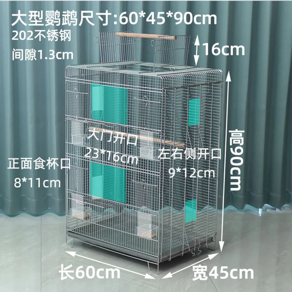 Large Open-Top Bird Cage Parrot Cage Stainless Steel Peony Tiger Skin Xuanfeng Big Brother Luxury Villa Breeding New Cage