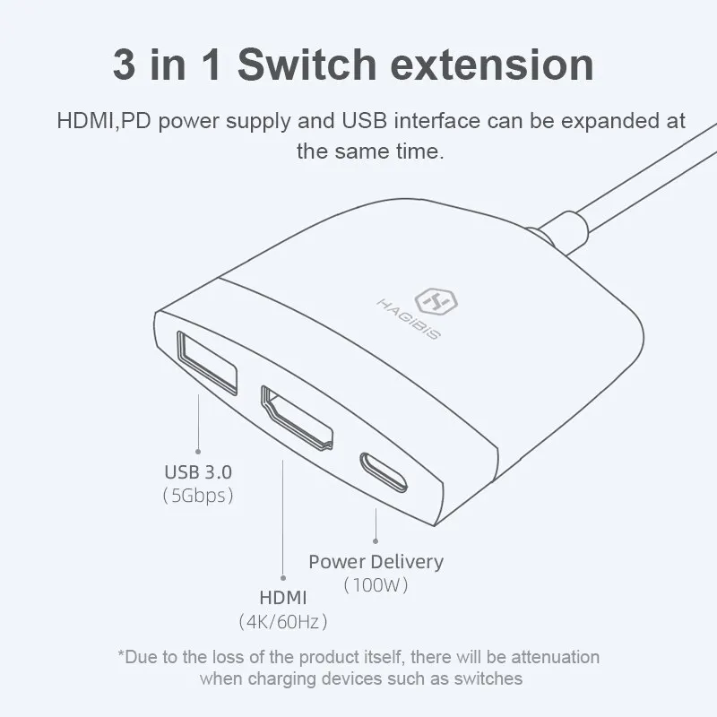 Hagibis Switch Dock TV Dock SWC01 Portable Docking Station USB C to 4K HDMI USB 3.0 Hub for Nintendo Laptops PC iPad