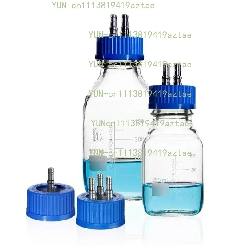 Blue Sampling Bottle Cap 1/2/3/4 Hole Single Pass Double Pass Laboratory Threaded Mouth Reagent Bottle Stainless Steel Cap