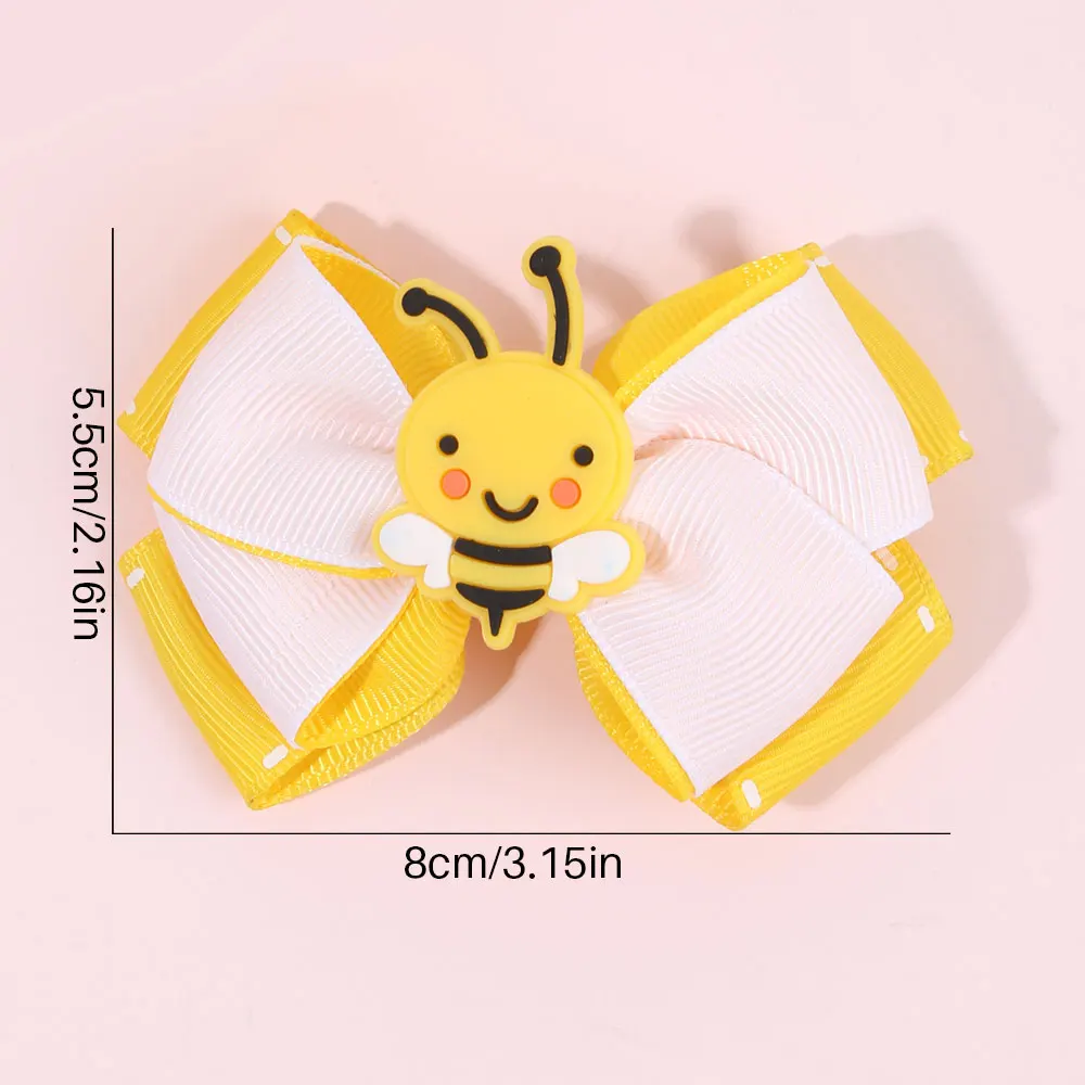 2 pezzi Cartoon Bee Hairpin elegante nastro Bowknot fermagli per capelli bambini torna a scuola accessori per capelli ragazze mollette copricapo