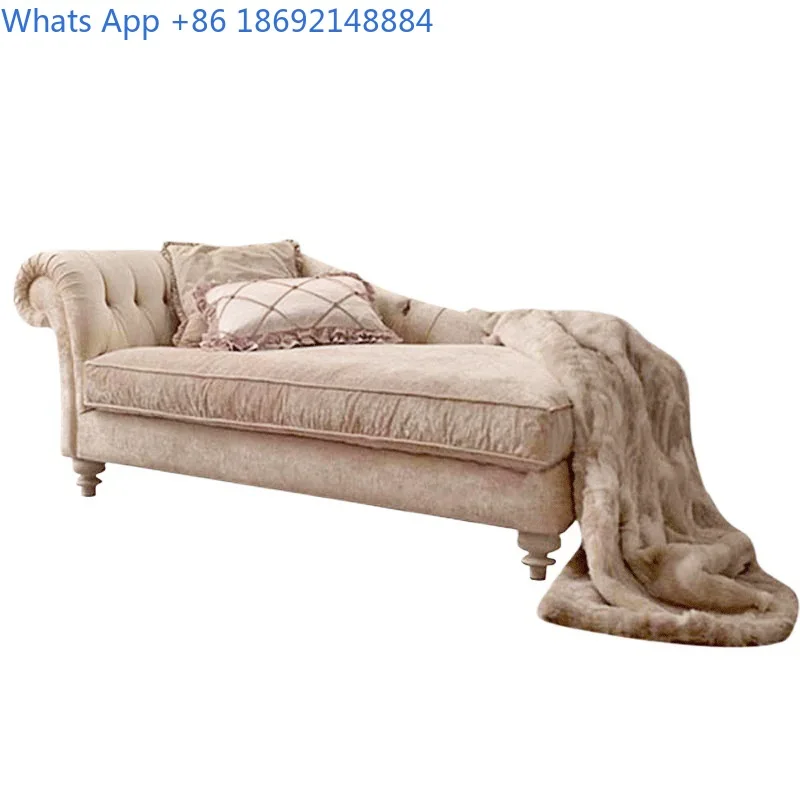 Elegant European Style Fabric Chaise Lounge Sofa for Small Bedroom Living Room Easy to Clean Relaxation Chair for Balcony