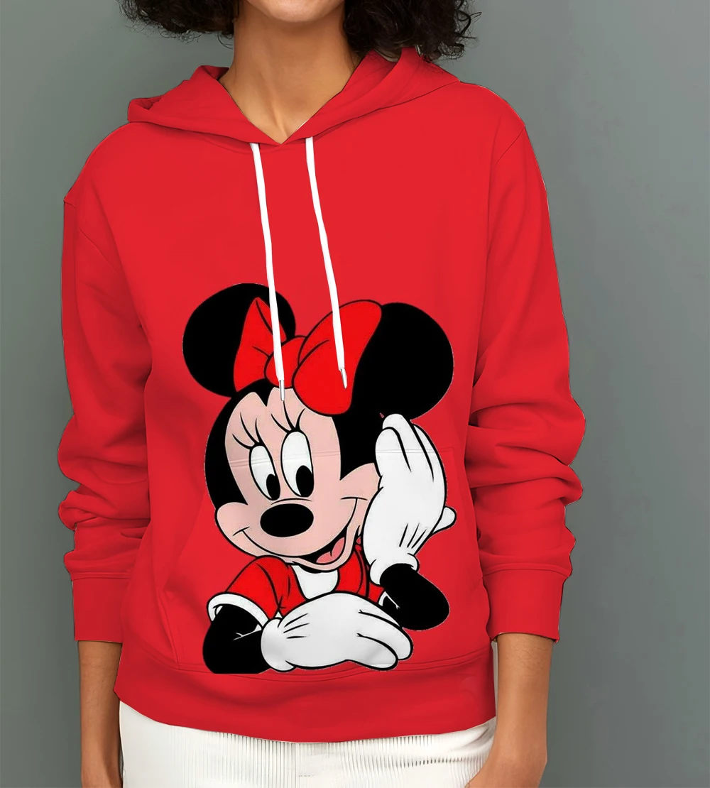 

Mickey Mouse Disney New Printed Tops Cartoon Women's Hoodies Spring and Autumn Round Neck Hoodies New Oversized Sportswear Tops