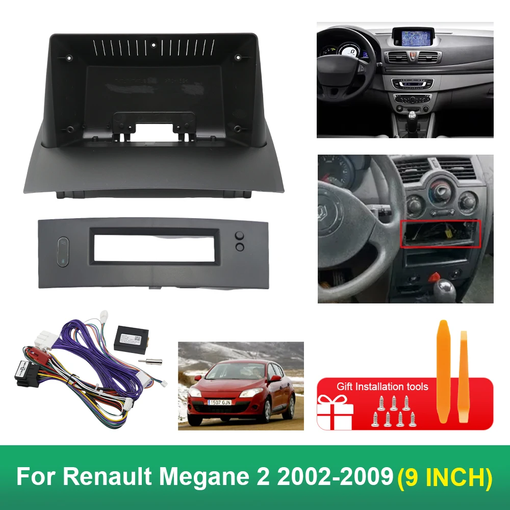 

9-дюймовый автомобильный радиоприемник, оригинальные аксессуары Canbus для Renault Megane 2 2002-2009, автомобильная радио панель, проводная втулка, рамка приборной панели