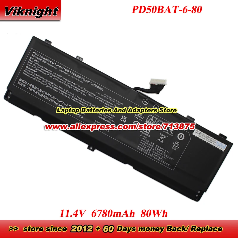PD50BAT-6-80 Battery 6-87-PD50S-82B00 11.4V 80Wh for PD50SND-G for XMG Pro 15 E23 for System76 Oryx Pro (oryp9) 15 Inch