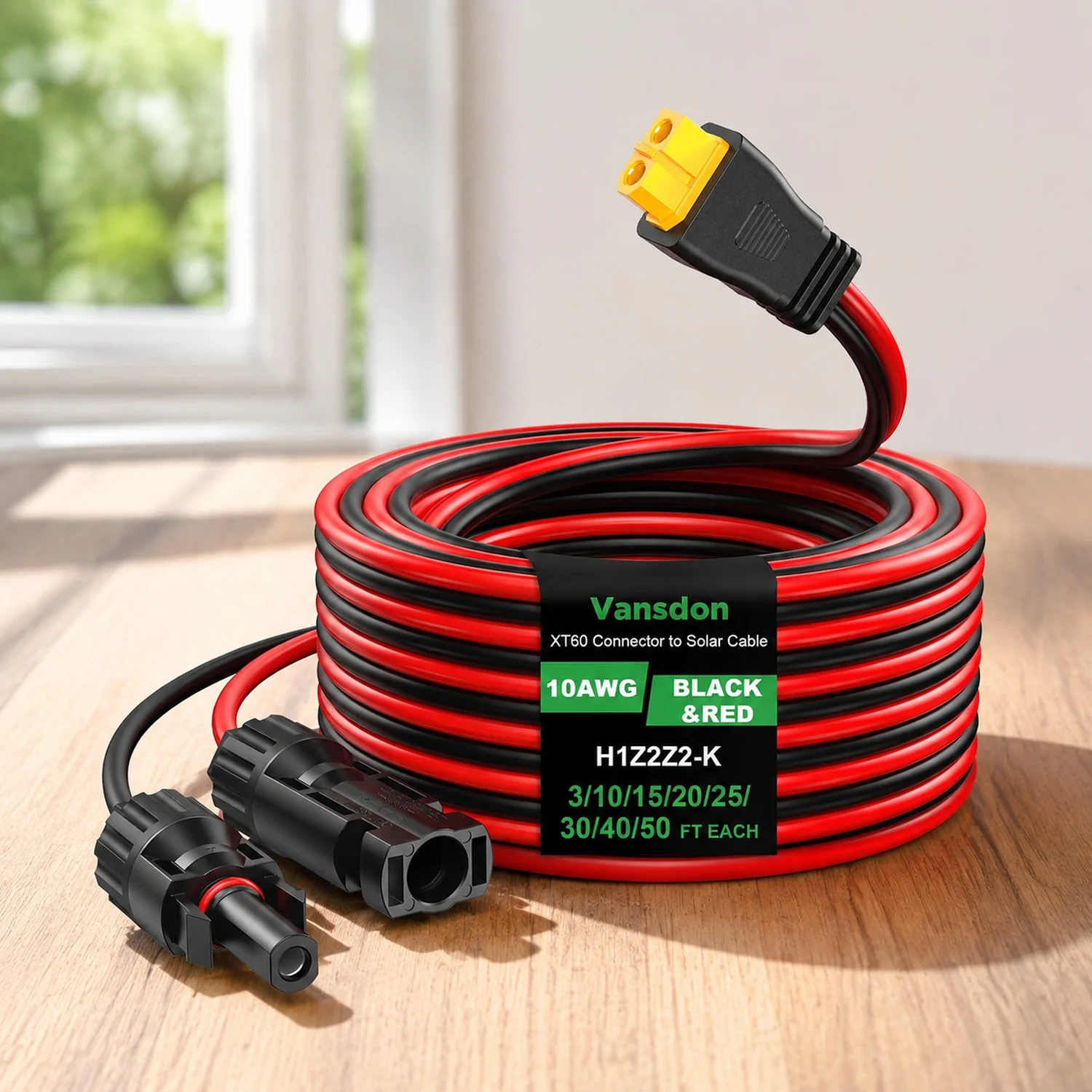 10AWG Solar to XT60 Cable, XT60 Solar Cable 10Ft XT60 Adapter Extension Cable for RV Power Station