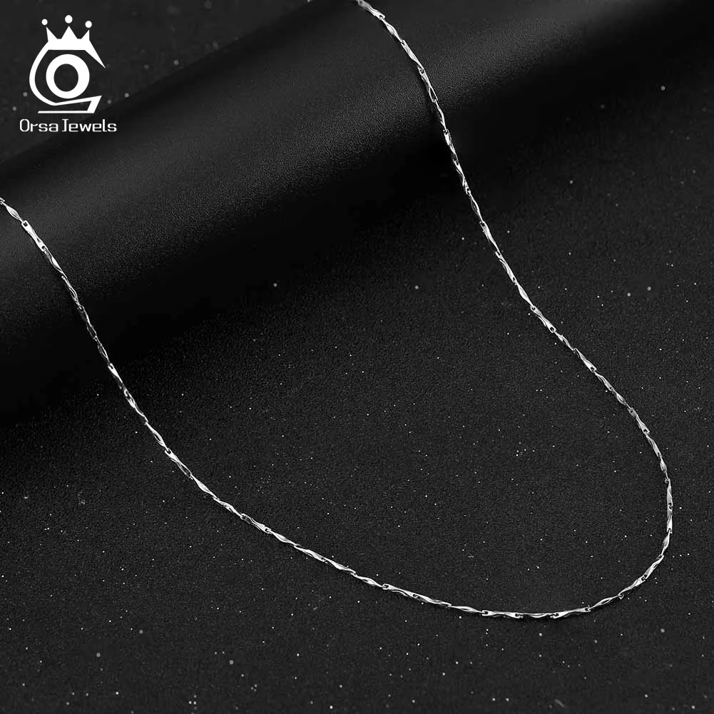 ORSA JEWELS 925 Sterling Silver 1mm Twist Flake Chain Necklace for Women Fashion Simple Necklace Anniversary Jewelry Gifts SC76