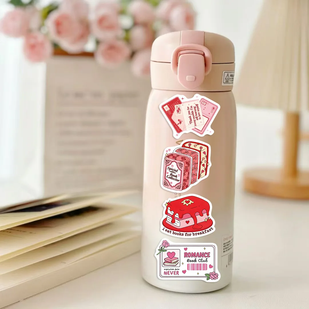 10/50 قطعة الوردي Bookish الكرتون ملصقات مضحك عيد الحب الكتابة على الجدران الديكور DIY بها بنفسك اللعب محمول الغيتار الدراجة سكيت الشارات