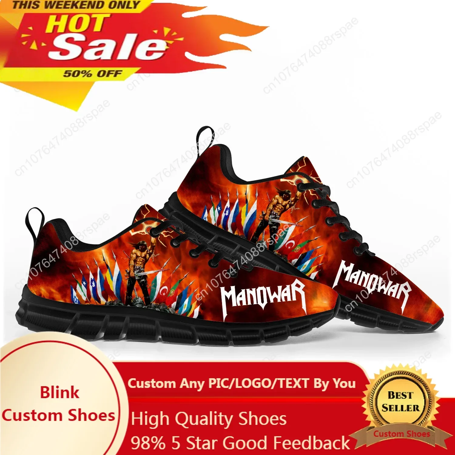 

Manowar Band Sports Shoes Mens Womens Teenager Kids Children Customized Sneakers Casual Tailor-Made High Quality Couple Shoe