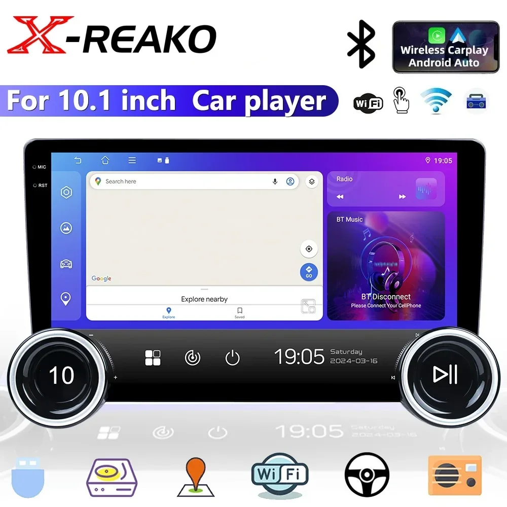 

Универсальный мультимедийный плеер на Android, 10,1 дюймов, FM, QLED, Carplay, SWC, GPS, Функция разделения экрана, охлаждающий вентилятор