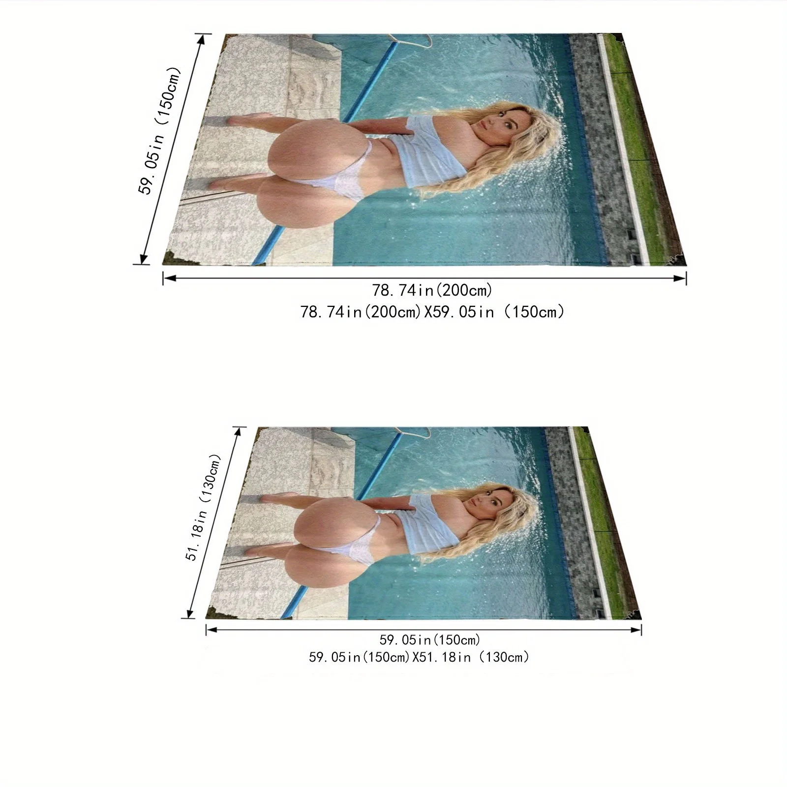 Sexy Model Beach Blanket - Soft Warm Plush All Season - Washable Polyester for Sofa Bed Travel - Luxury Birthday Gift for Her - view 3