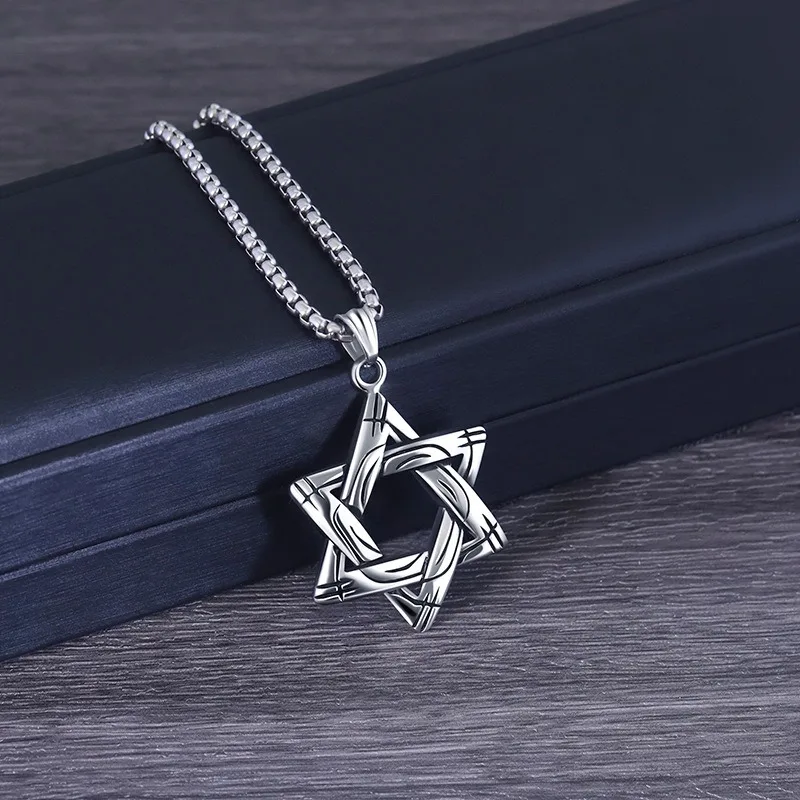 Stylish Hip‑Hop Hexagram Pendant Necklace, Unique Personality‑Focused Neck Accessory for Men