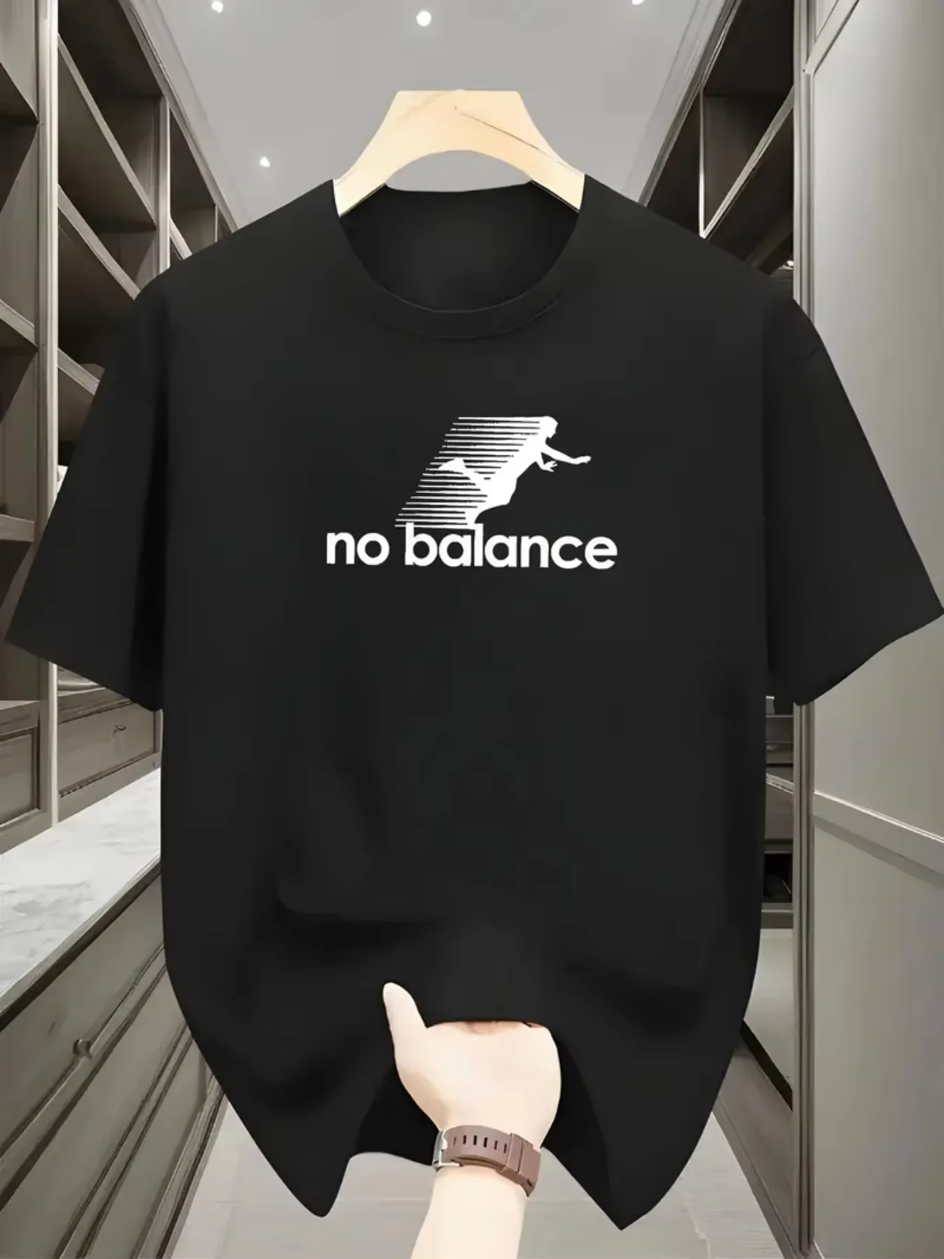 2026 Cotton Summer Men's T Shirt Soft Breathable Fabric No Balance Letter Pattern Print Versatile Item Suitable Daily Commuting
