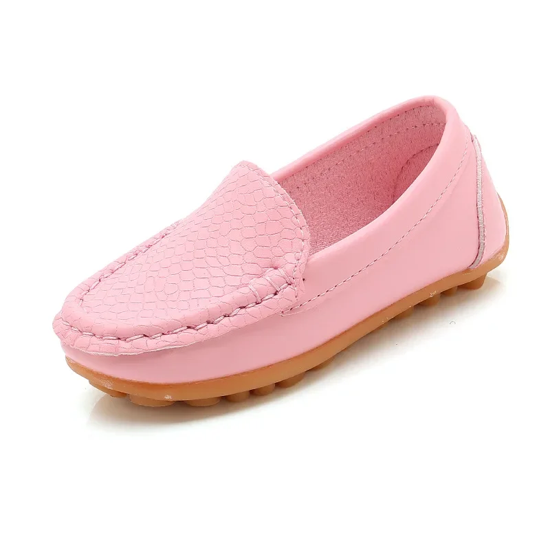 Fashion Flats For Children Casual Comfortable PU Leather Slip On Shoes Boys Girls Kids Candy 10 Colors Moccasin Loafers All Size