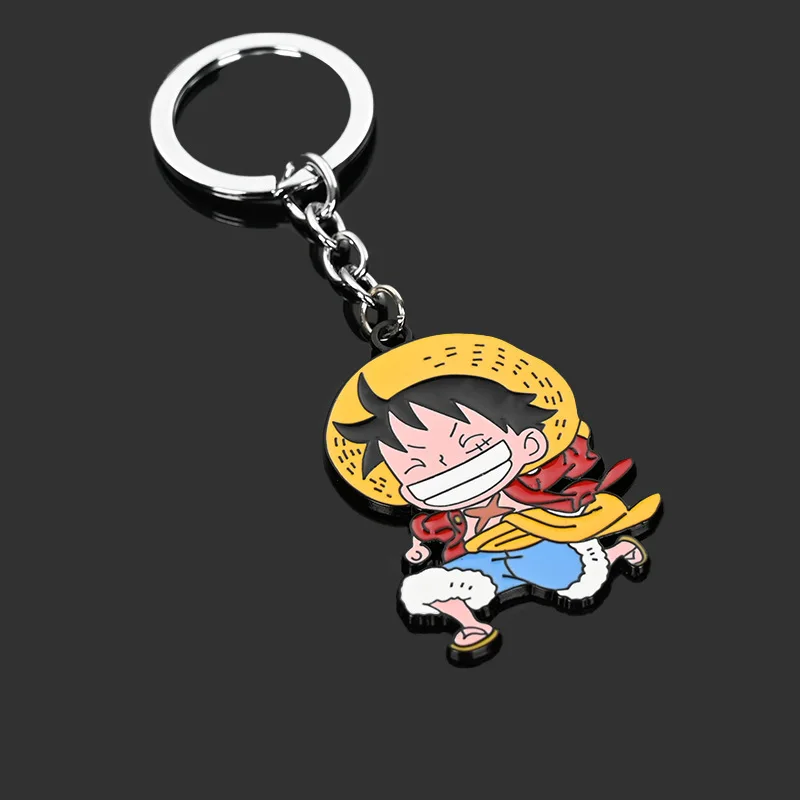 One Piece Cartoon Keychain Necklace Luffy Zoro Usopp Nami Skull Anime Action Figures Decorate Keychain Pendant Birthday Gifts