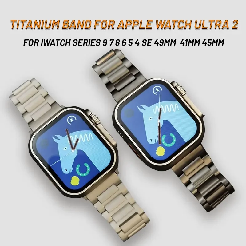 

Luxury Titanium Band For Apple Watch Ultra 2 49mm 41mm 45mm Business Strap Smartwatch Bracelet For iWatch Series 9 8 7 6 5 4 3SE