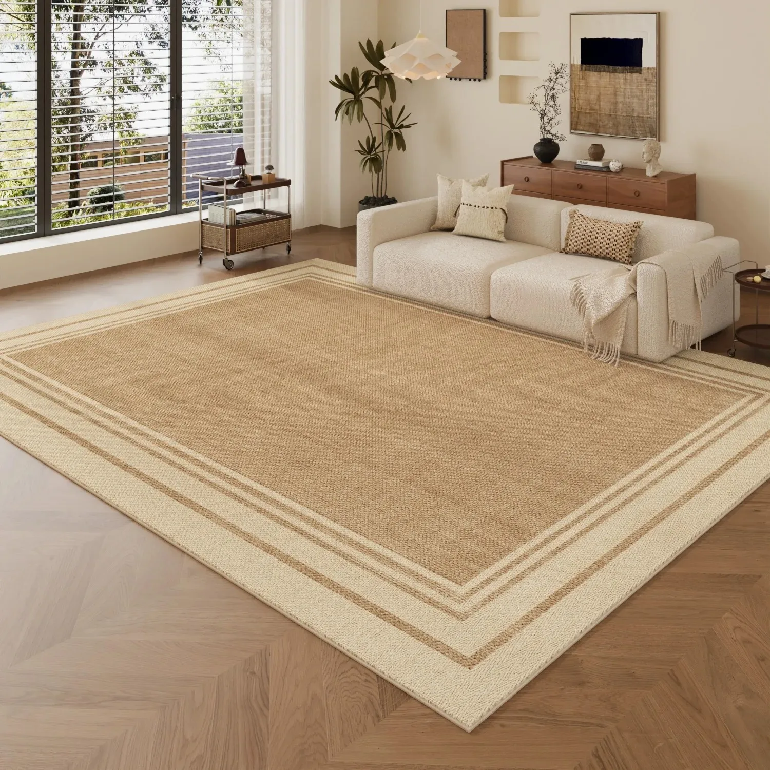 Living Room Carpet Non-slip Machine Washable Easily Foldable Floor Mat Brown Textured Rug Large Size Home Decorative Mats Ковер