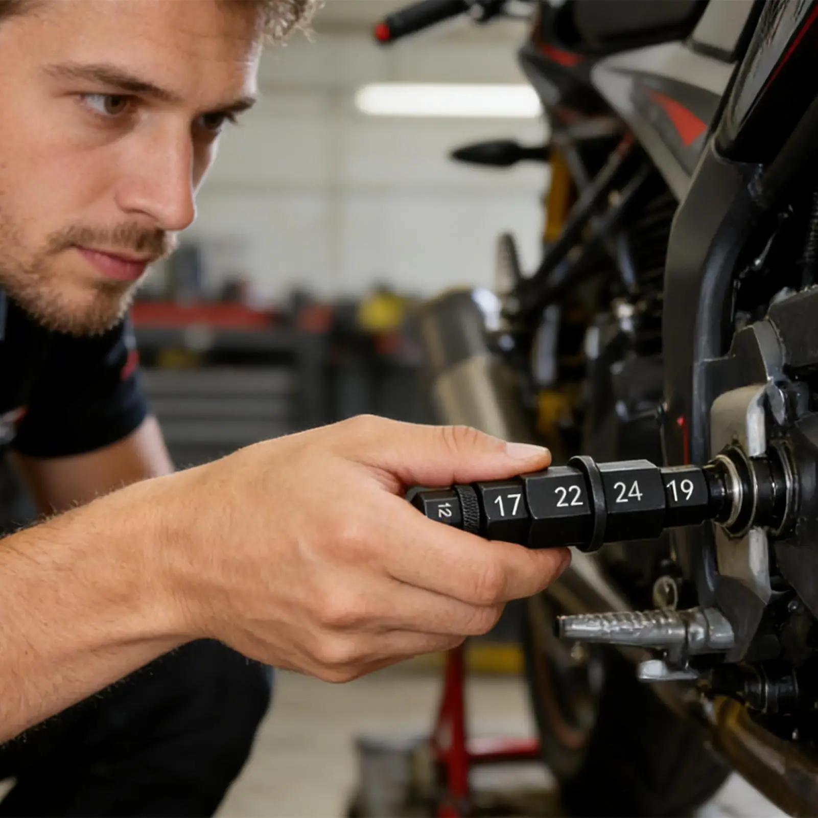 

Motorcycle Axle Tool 12-24mm Portable Spindle Nut Socket Precision Tool for Wheel Fork Rear Tire Auto Mechanic Garage Repair