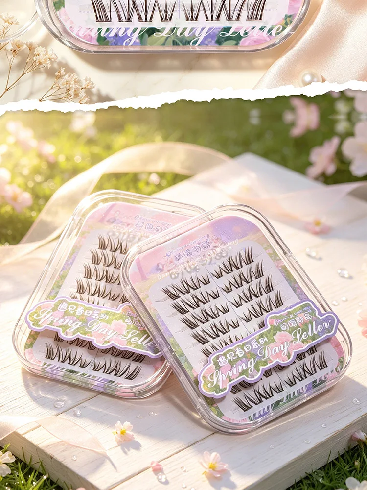 Klebefreie, natürlich aussehende Fox-Eye Wispy Lashes, flauschige, weiche, einzelne Wimpernbüschel, lange, verlängernde Cat-Eye-Kunstwimpern – Detail 17