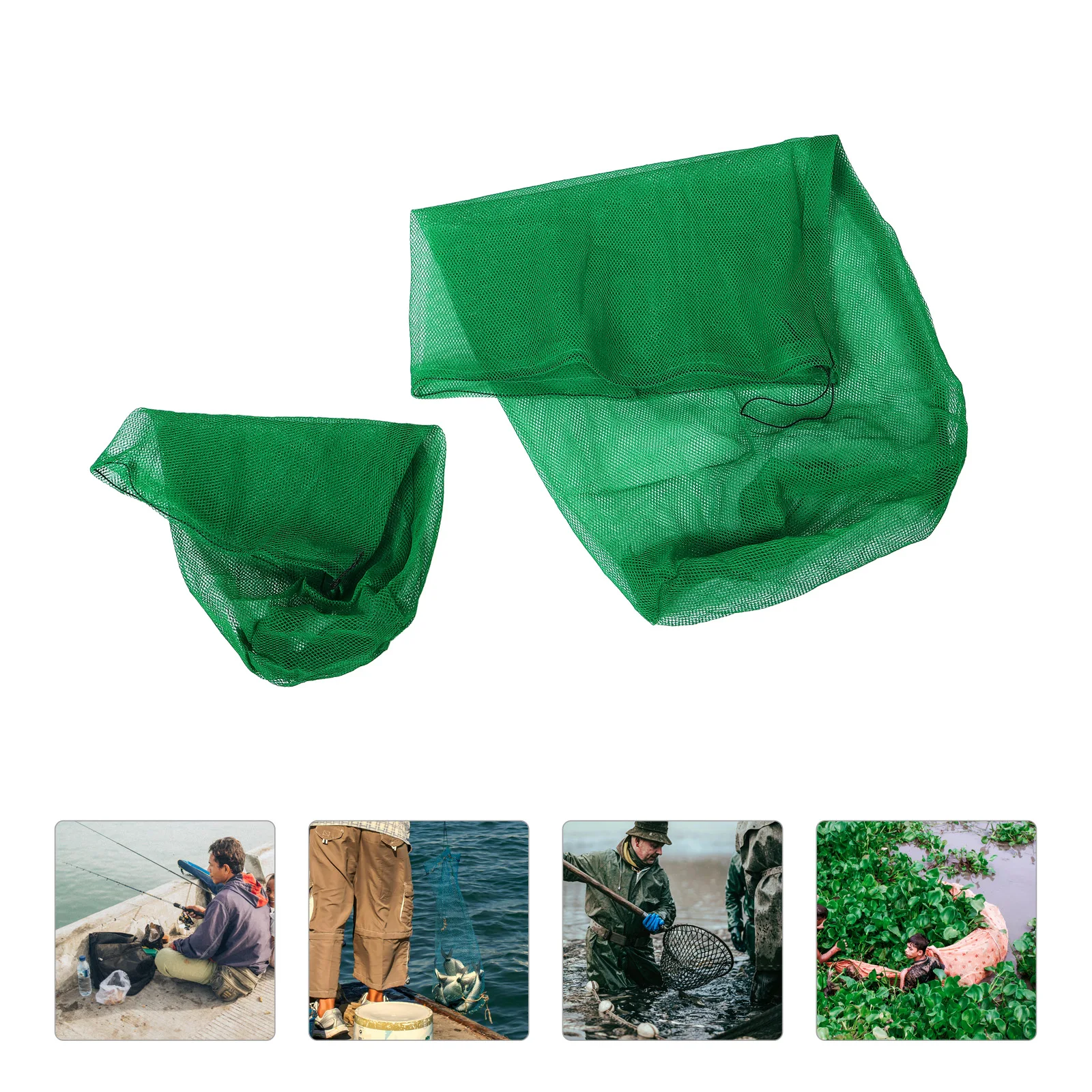 

2Pcs Portable Fishing Net Bag Thickened Foldable Fishnets for Transport Crab Bait Durable Nylon Fine Mesh Storage