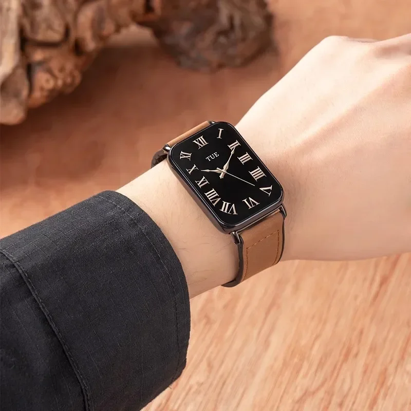 حزام من جلد البقر لـ Mi Band 8 Pro Sport Watchband لـ Redmi Watch4 استبدال امرأة رجل كوريا سوار Smartwatch حزام 20 22