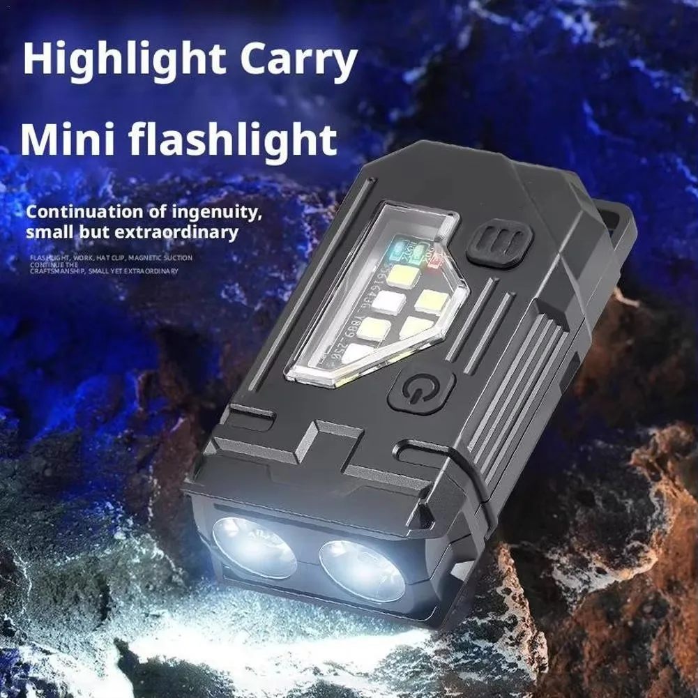 

Multifunctional Mini COB Flashlight LED Outdoor Rechargeable Torch with Clip Magnet Portable Keychain Light Camping Warning Lamp
