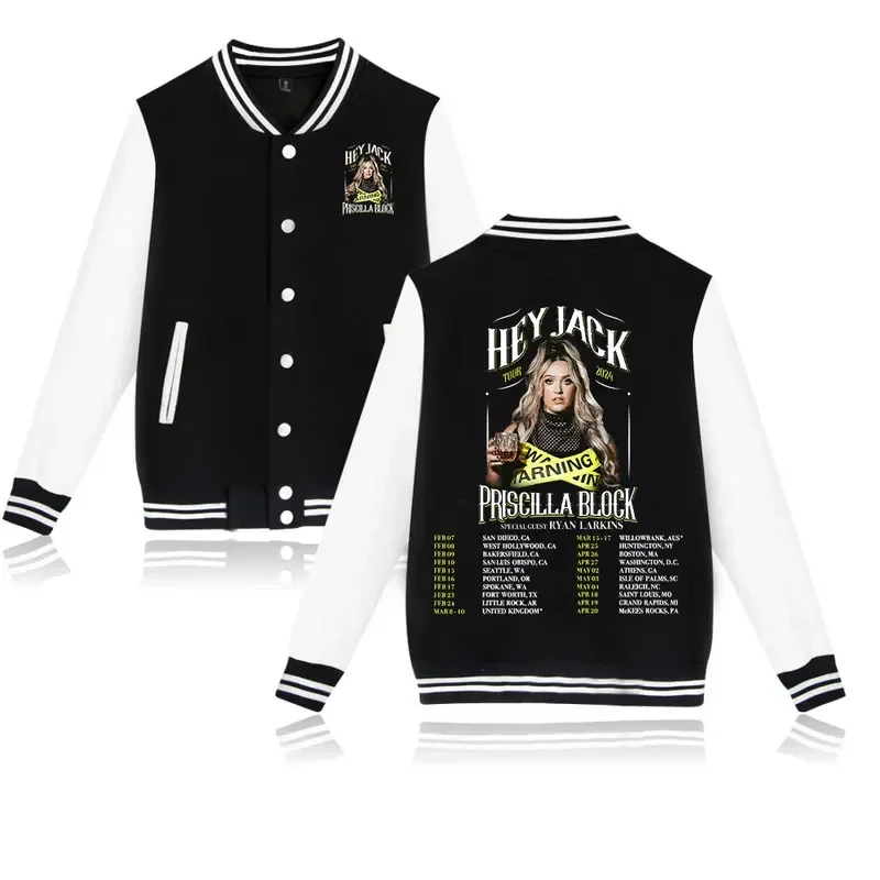 

Priscilla Block Hey Jack Tour 2024 Women Men Long Sleeved Baseball Jacket Trend Casual Baseball Uniform