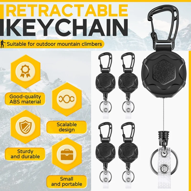 Retractable Keychains Heavy Duty Badge Reel Retractable Id Badge Clip With Upgraded Mountaineering Buckle