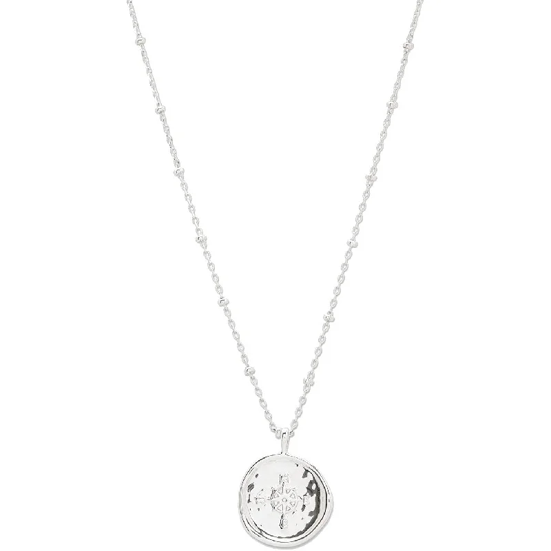 

Modern Dainty Compass Coin Pendant Necklace - 18K Gold/Silver Plated Adjustable 17-19" Chain Layerable Gift for Women