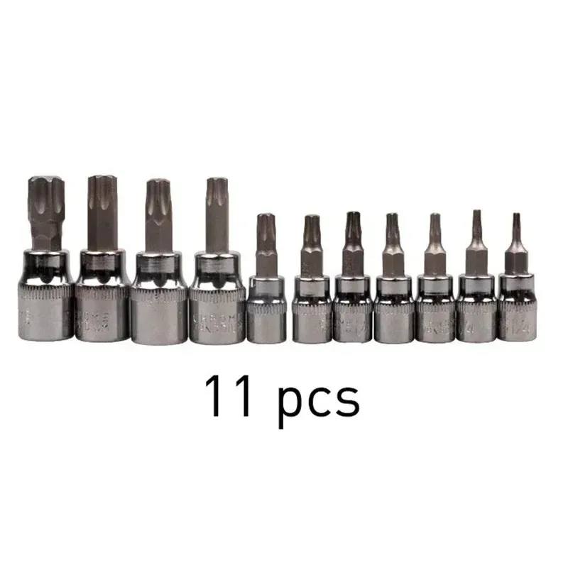 8 pçs 1/4 "3/8" 1/2 "torx bit socekt conjunto adaptador allen chave spline bits cabeça universal para chave de torque catraca chave de soquete