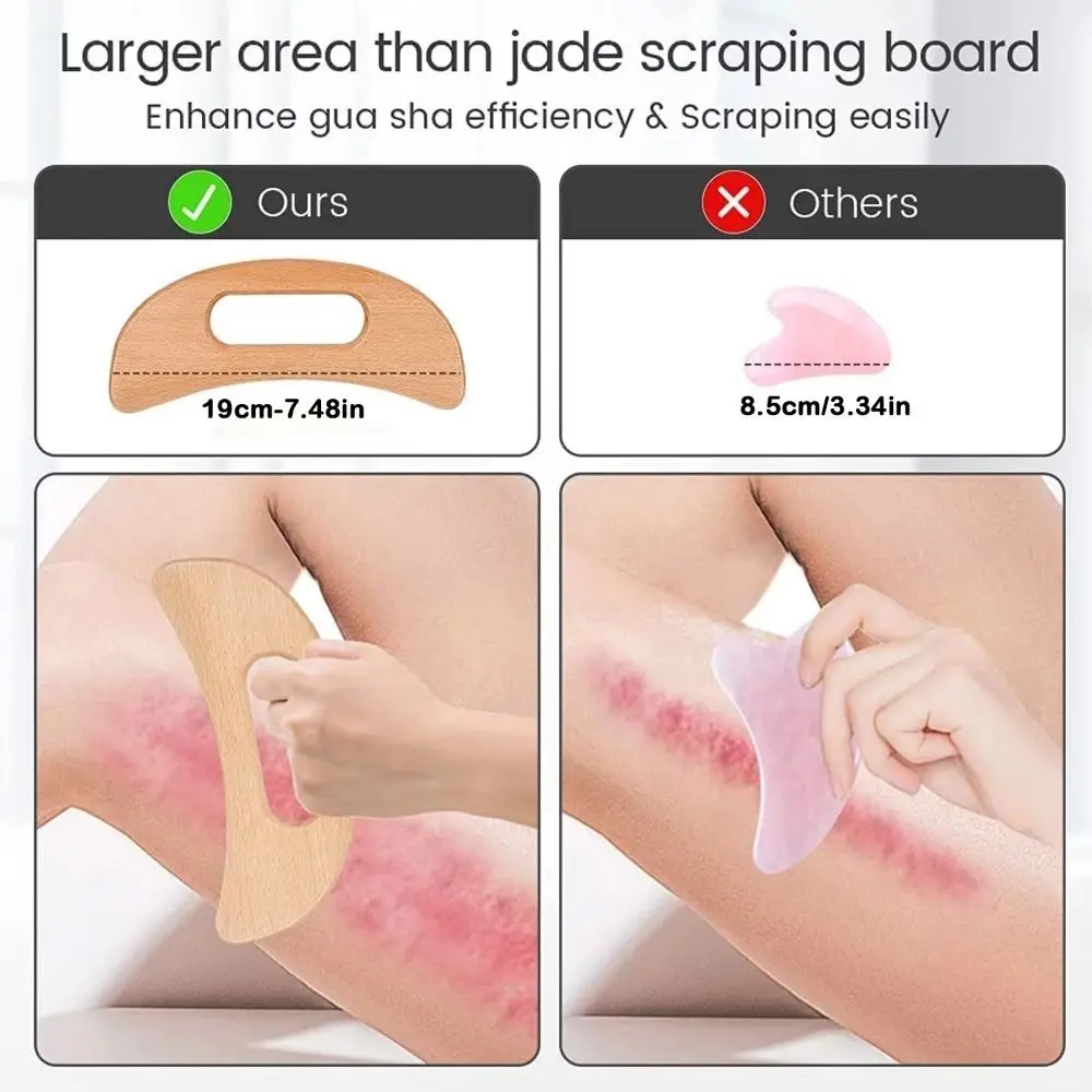 Moon-Shaped Scraping Massage Board Muscle-Pulling Manual Acupressure Massage Board Wooden Scraping Tools for Full Body Massage