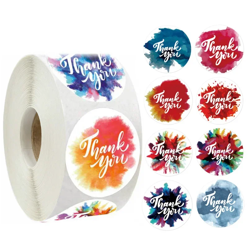 50-500pcs 8 styles Thank You Sticker for Seal Labels Round Floral Multi Color Labels Sticker handmade offer Stationery Sticker