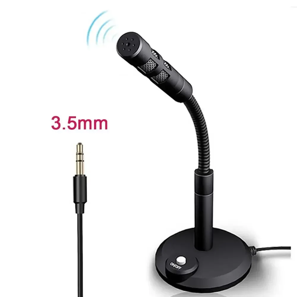 3.5mm Studio Microphone Speech Mic Stand Holder USB Desktop Wire Gaming Mic Mini For PC Notebook Podcast Recording Studio