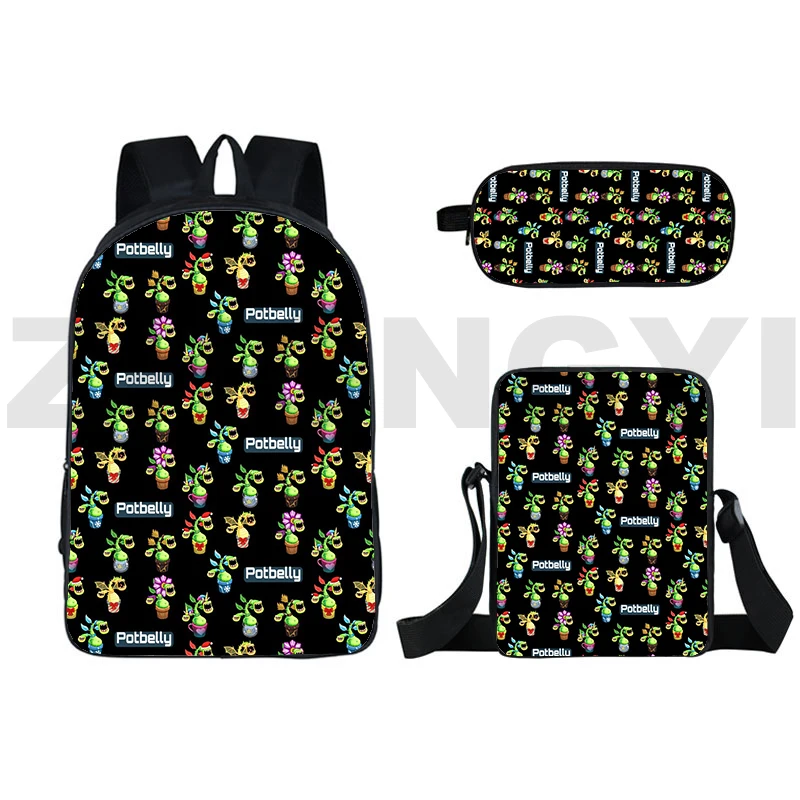 Men High Quality My Singing Monsters Game 3D Backpacks 3 Pcs/Set Fashion Casual Bag for Women Anime Sac A Dos Student Schoolbags image 6