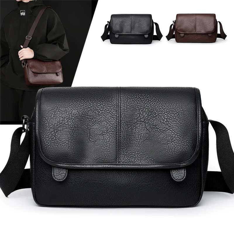 

Fashionable men's PU new solid color large capacity shoulder bag crossbody bag 가방 bolsos para hombre сумка sling bag