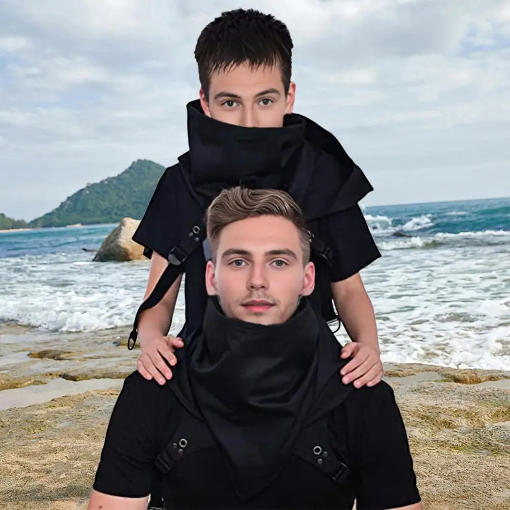 Cyberpunk Cowl Hood Sjaal Korte Middeleeuwse Cape Assassin Hoed Pagan Kostuum Accessoire WarriorCloak Outfit Voor Halloween Cosplay