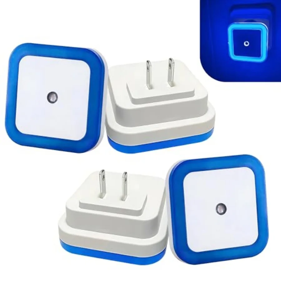 

4Pcs Square LED Night Light Intelligent Sensor Control Induction Energy-Saving Bedside Socket Lamp Room Hallway Toilet Wall Hom