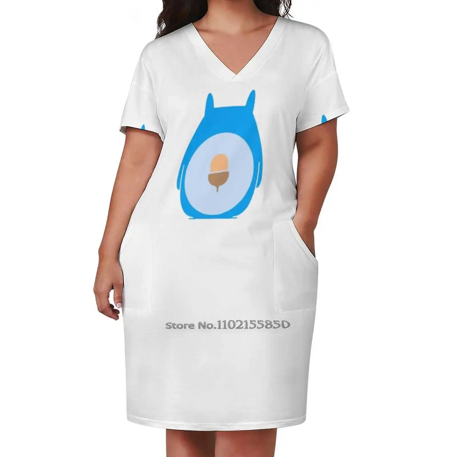 Bluesquiz Loose Pocket Dress Women Casual V Neck Dress Printed Dress Totoro Anime Spirited Away Studio Ghibli Ghibli Manga