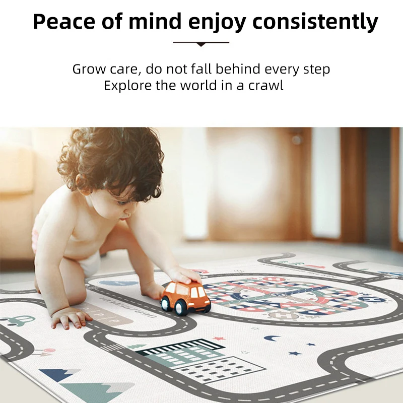 Foldable Baby Play Mat Crawling Carpet Puzzle Mat Cartoon Children Activity Rug Folding Blanket Floor Games Toys