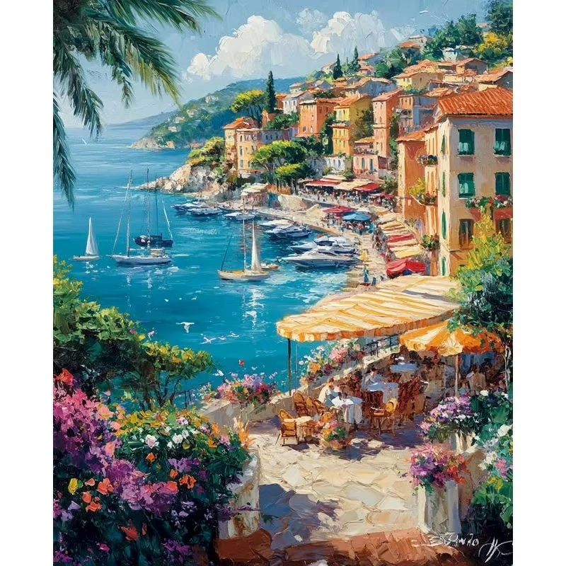 Painting By Number Seascape for Adults Picture By Numbers Acrylic Pigment on Canvas DIY Frame Home Decoration