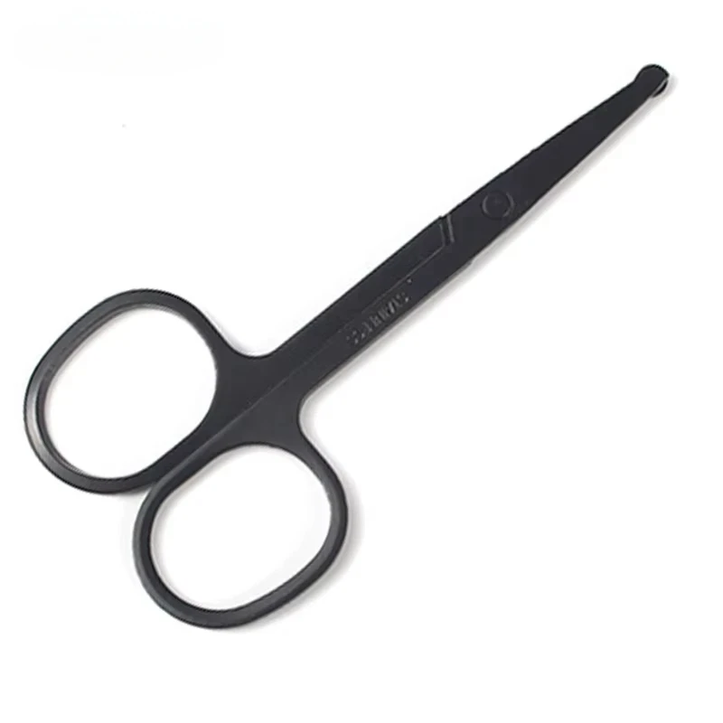 Unisex Stainless Steel Round Head Nose Hair Scissors Safe Painless Trimming Portable Facial Hair Cutting Tool for Men Women